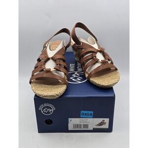 WHITE MOUNTAIN Women's Ataps Strappy Sling-Back Wedge Sandal Dark Tan - Sz 7 M